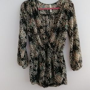 Flowery Romper, size small, cute sheer top, 100 % polyester with a silky feel